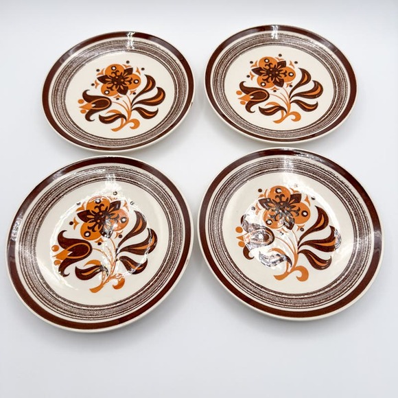 American Ironstone Starfire Dinner Plates Set of Four Retro 70s Vintage - Picture 3 of 12
